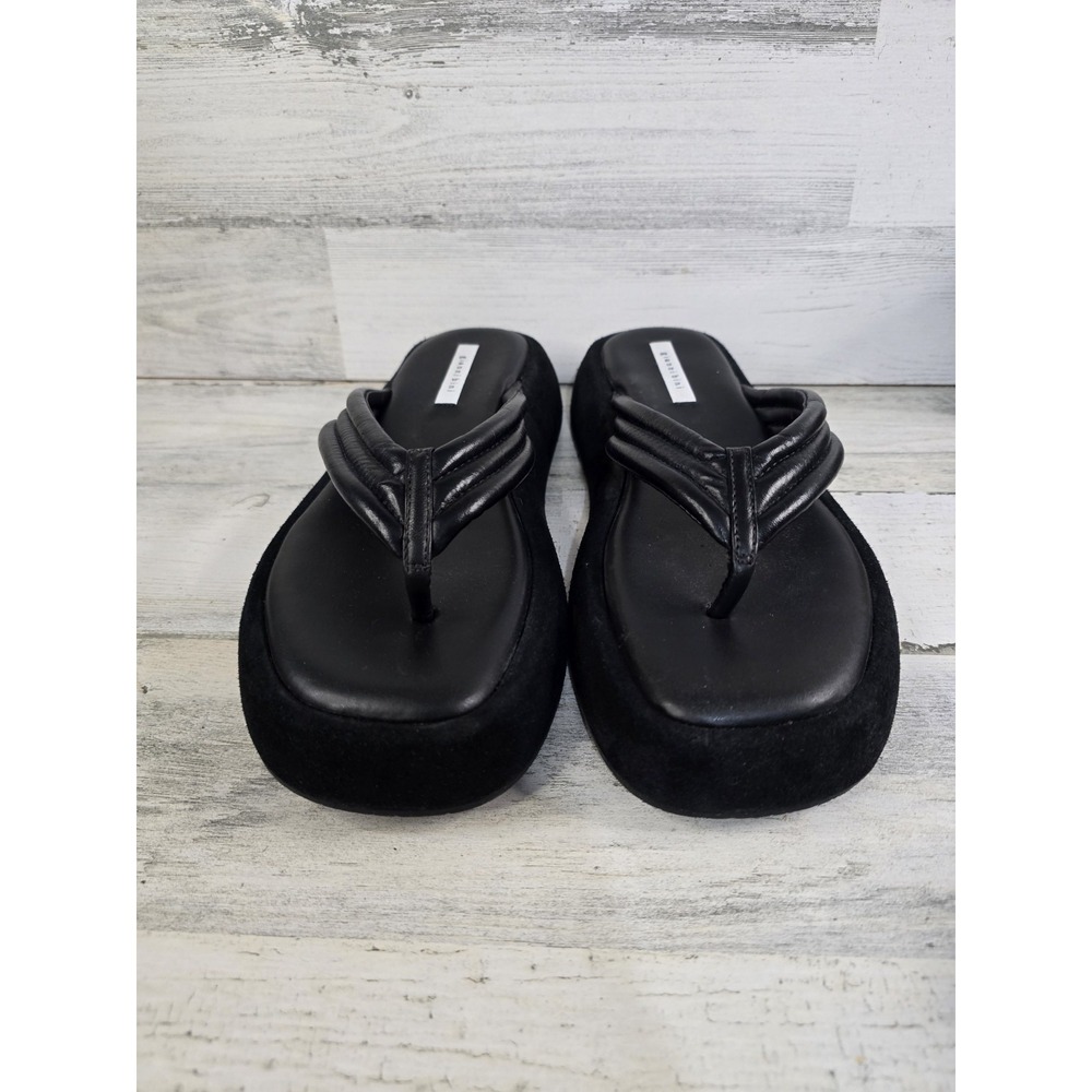 Gianni Bini Women Size 8 Black Leather Padded Platform Thong Sandals 90's‎ Y2K - Picture 3 of 7